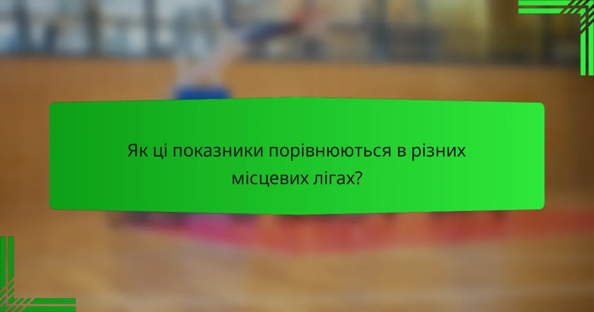 Як ці показники порівнюються в різних місцевих лігах?