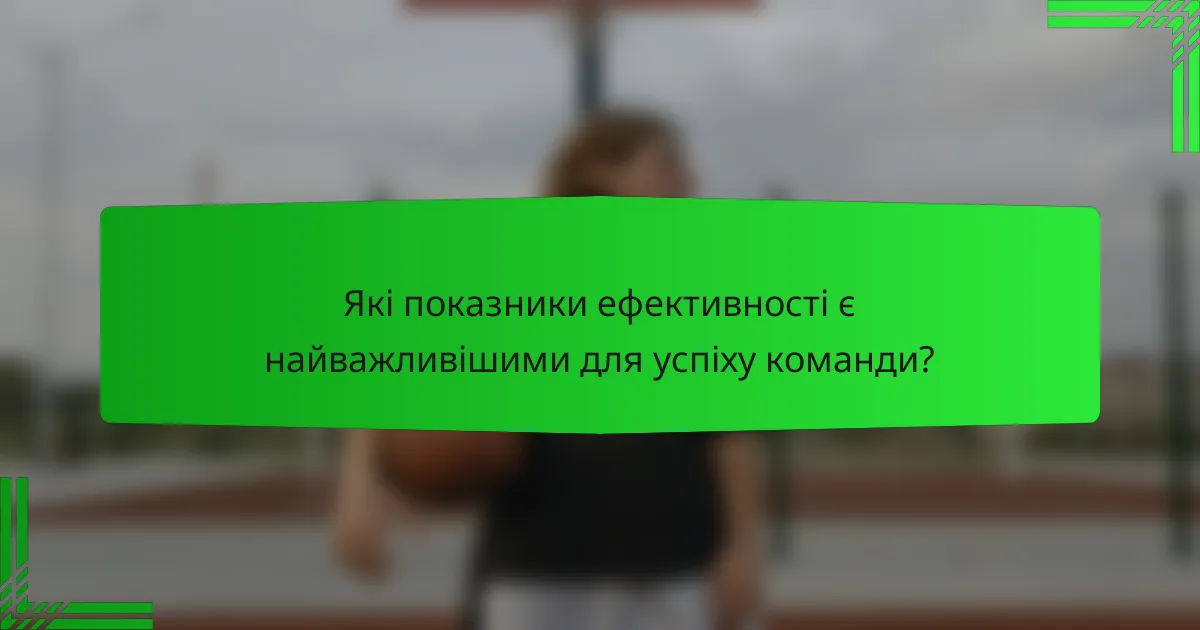 Які показники ефективності є найважливішими для успіху команди?