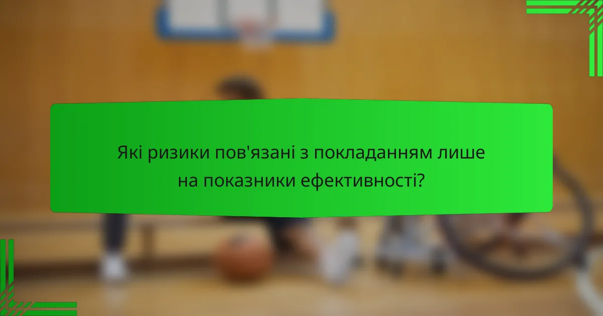 Які ризики пов'язані з покладанням лише на показники ефективності?